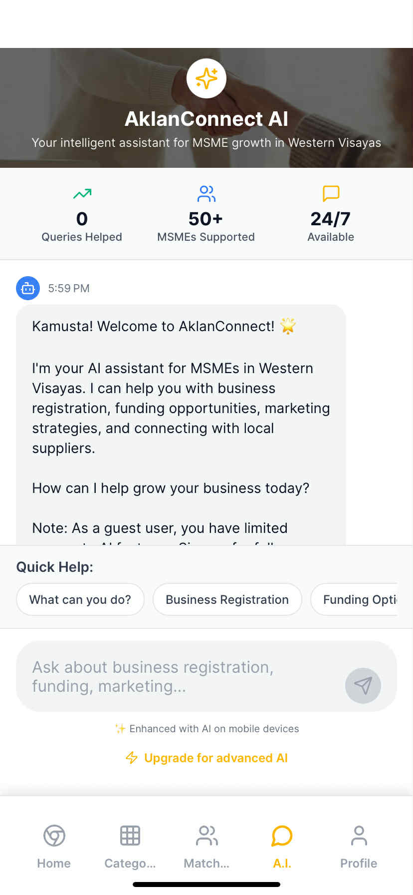AklanConnect AI mobile preview