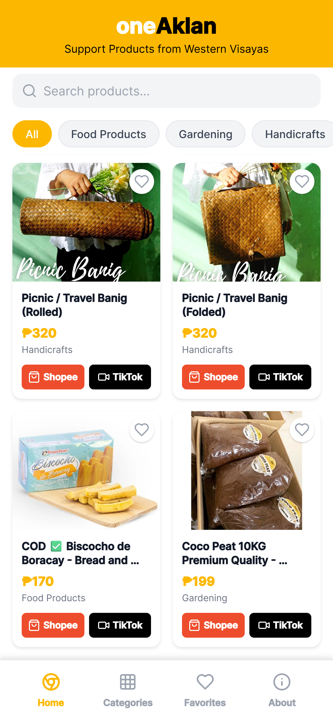 Food products and handicrafts